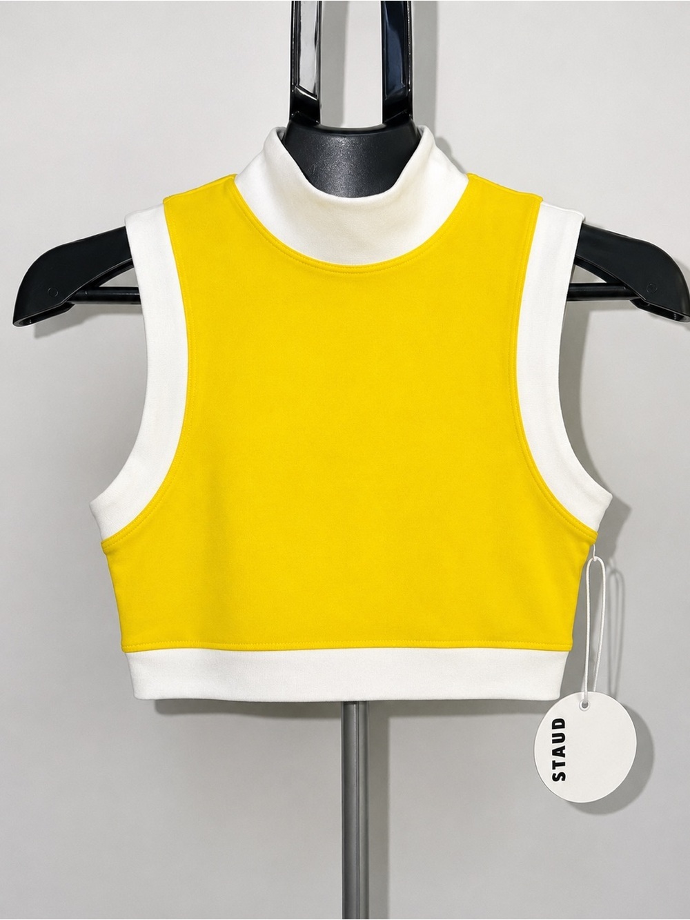 NWT STAUD Yellow and White Sleeveless Crop Top